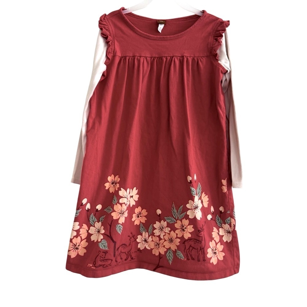 Tea Collection Floral Dress Long Sleeve Deer Fall Girls 10